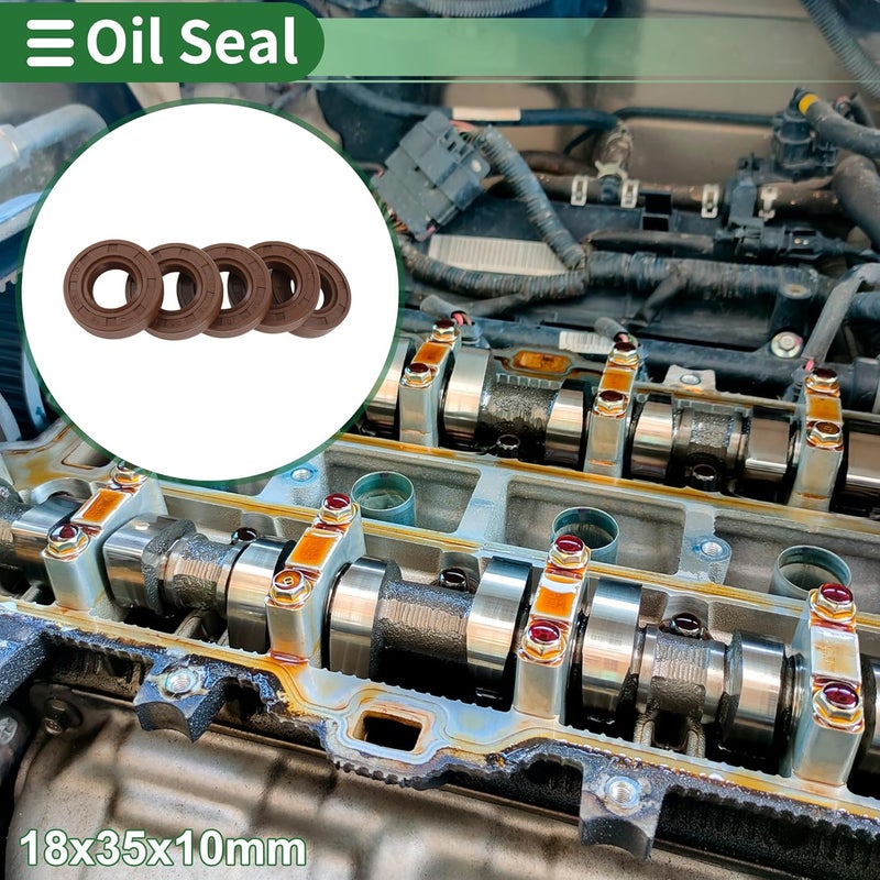 Partuto Universal Oil Seal TG4 Lip Seal Ring Rotary Shaft Seal 18x35x10mm High Pressure FKM Rubber Brown 5 Pcs - Image 2